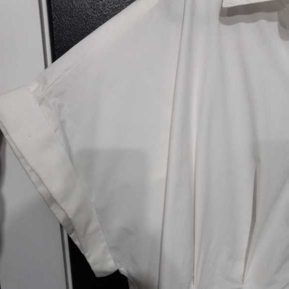 Ava & Viv White Button-Up Side Pockets Cotton Midi Dress Women's Plus Size 3X - Picture 9 of 15